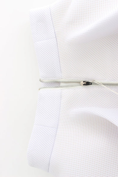 White Peplum A-Line Straight Pleated Skirt