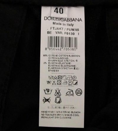 Black Cotton Cropped Corduroys Jeans Pants