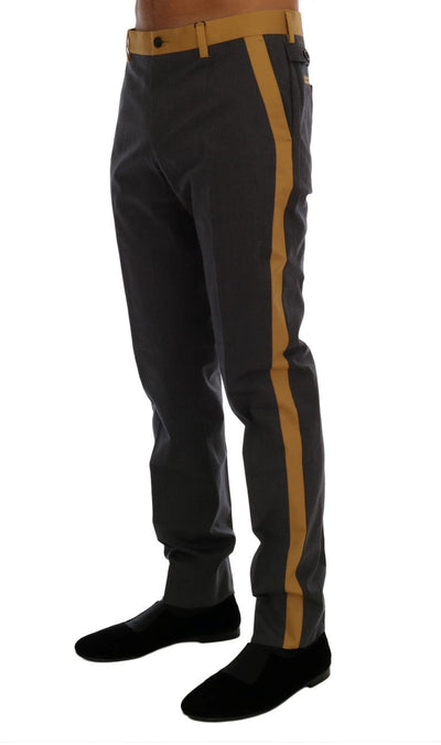 Gray Cotton Yellow Stripe Pants