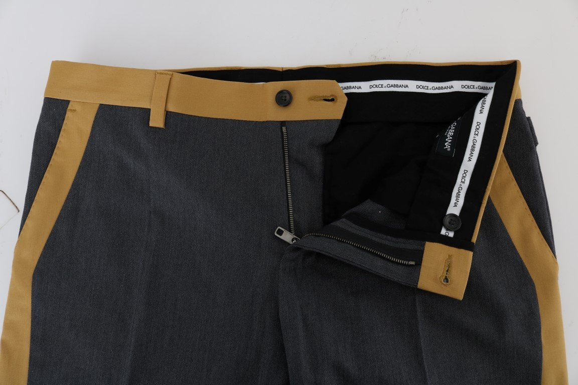 Gray Cotton Yellow Stripe Pants