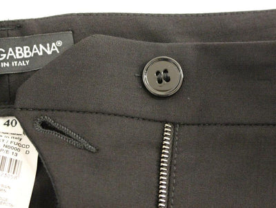 Black Virgin Wool Solid Pattern Dress Pants