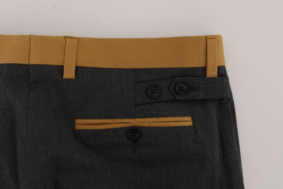 Gray Cotton Yellow Stripe Pants