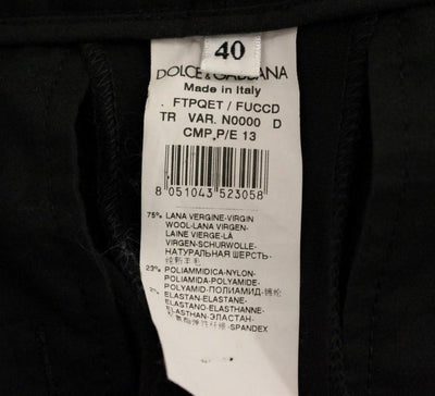 Black Virgin Wool Solid Pattern Dress Pants