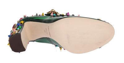 Green Transparent Crystal Studded Shoes