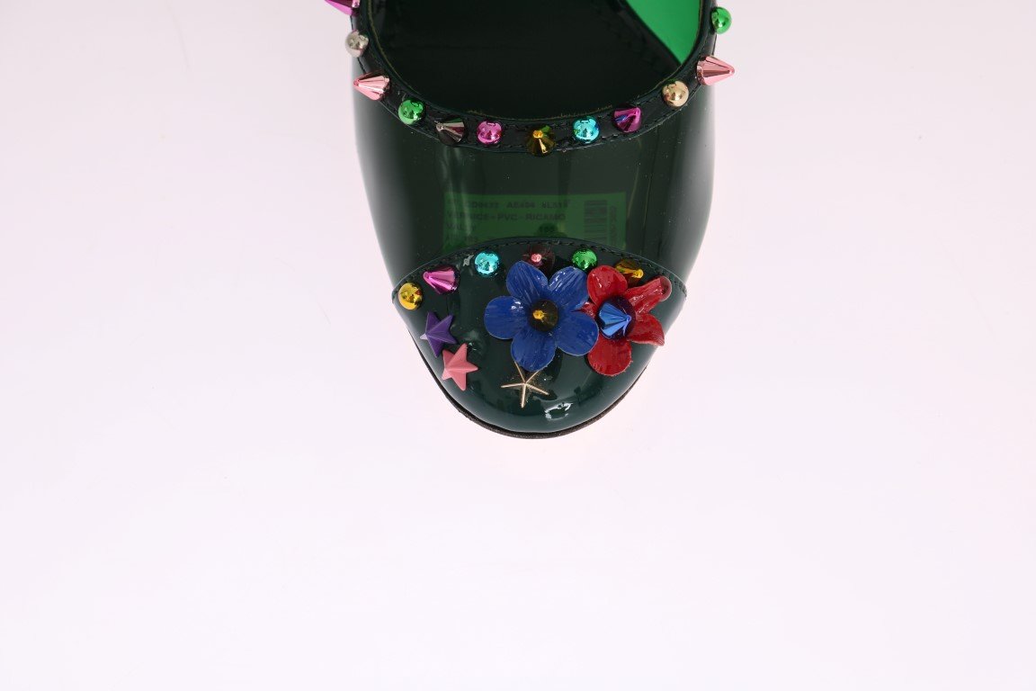 Green Transparent Crystal Studded Shoes