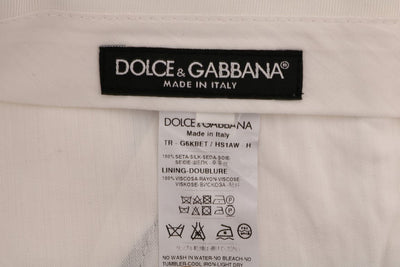 White Black Striped 100% Silk Pants