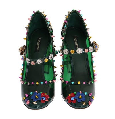 Green Transparent Crystal Studded Shoes