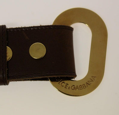 Brown Leather Logo Belt