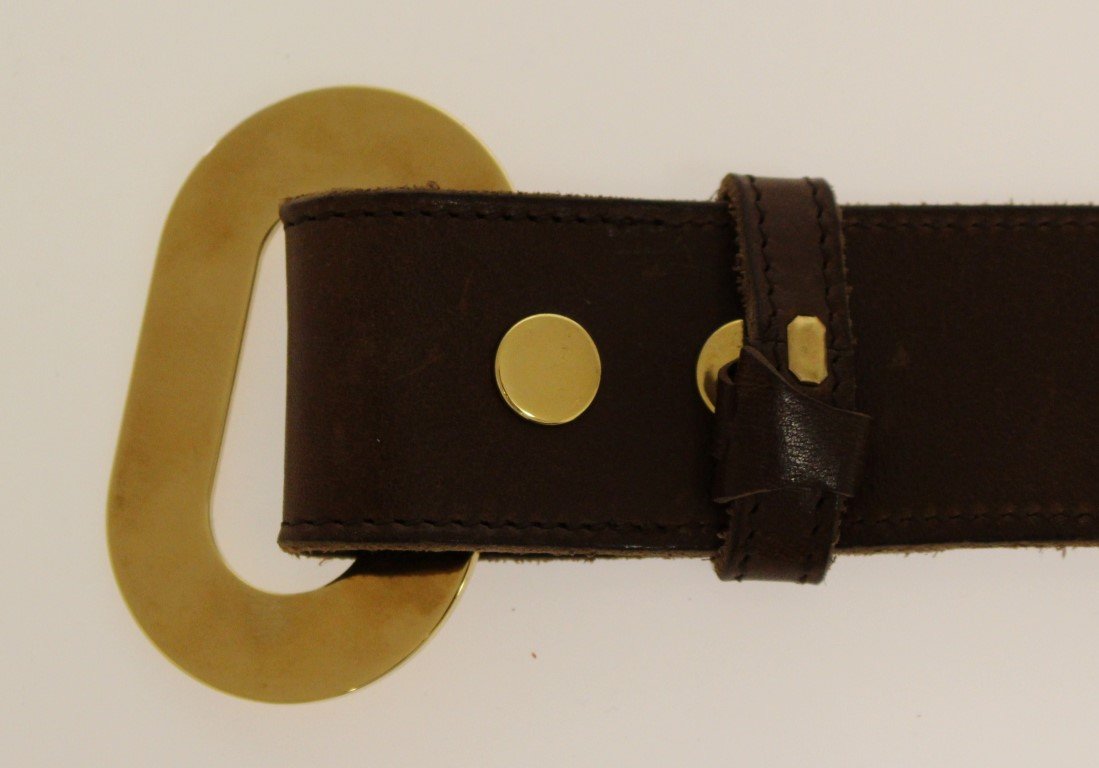 Brown Leather Logo Belt