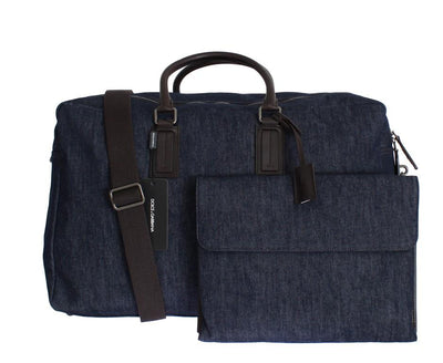 Blue denim travel organizer bag