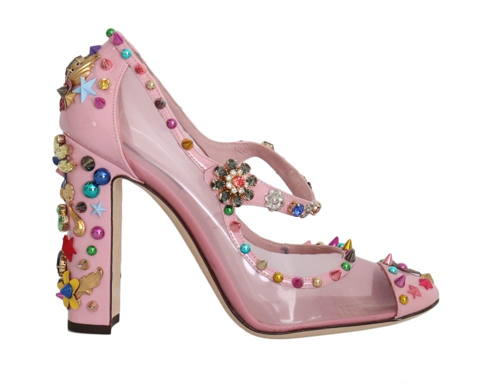 Pink Transparent Crystal Studded Shoes