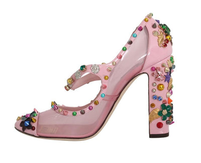 Pink Transparent Crystal Studded Shoes