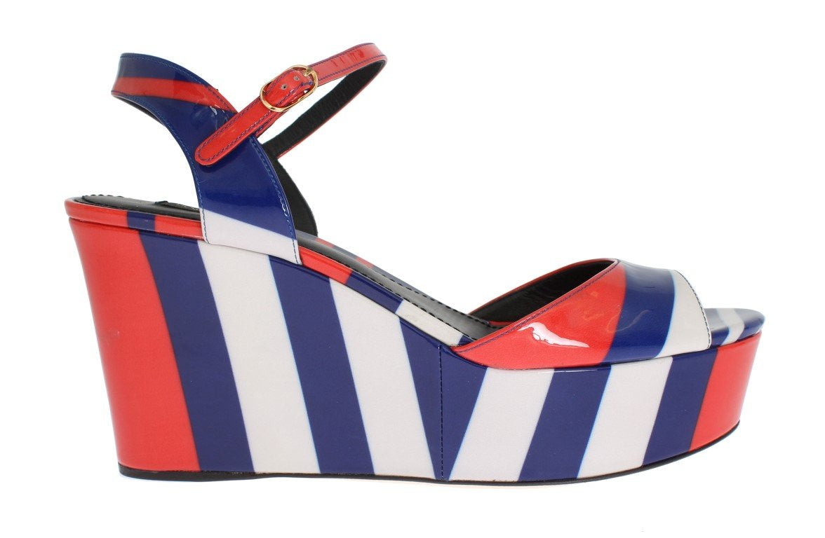 Multicolor Patent Leather Wedges Shoes