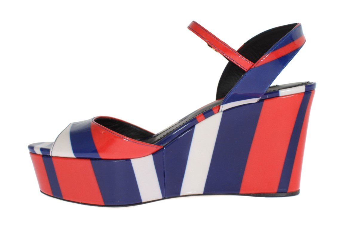 Multicolor Patent Leather Wedges Shoes