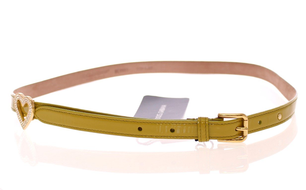 Green Leather Logo Heart Belt