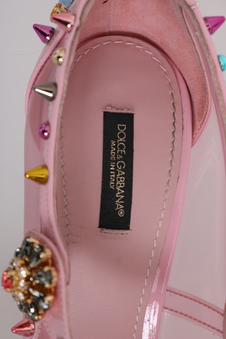 Pink Transparent Crystal Studded Shoes