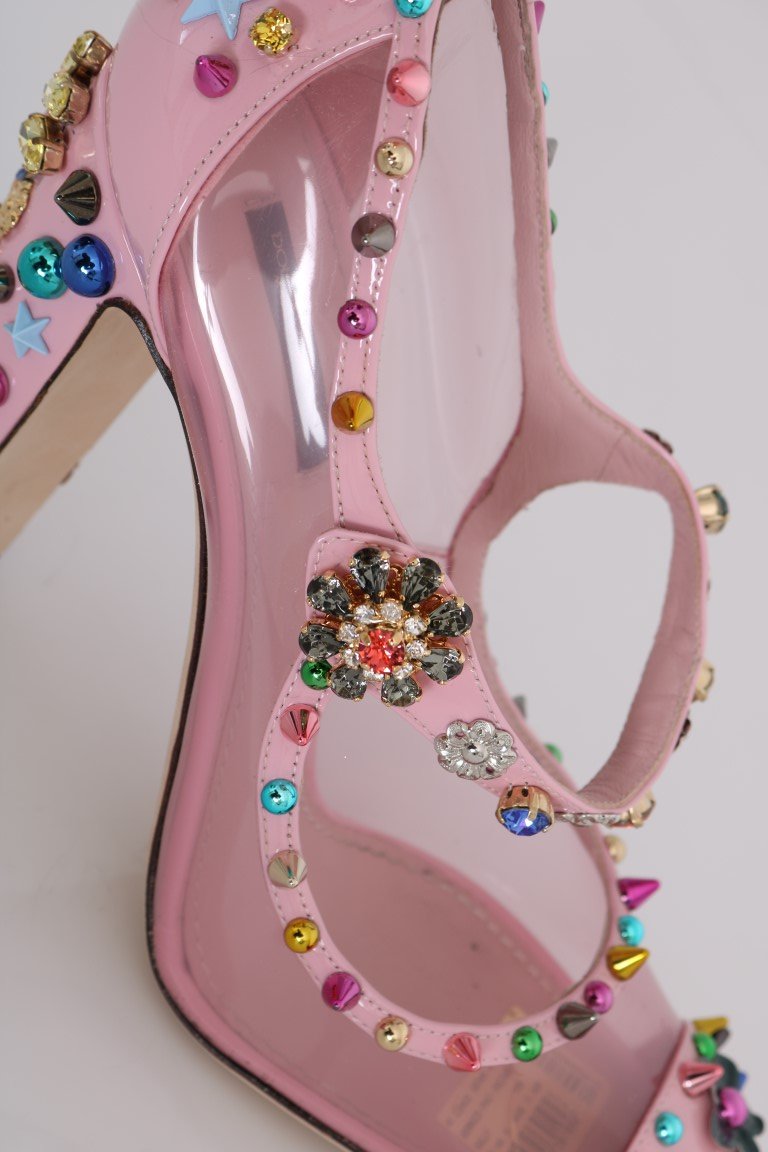 Pink Transparent Crystal Studded Shoes