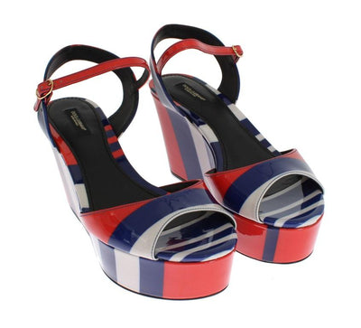 Multicolor Patent Leather Wedges Shoes