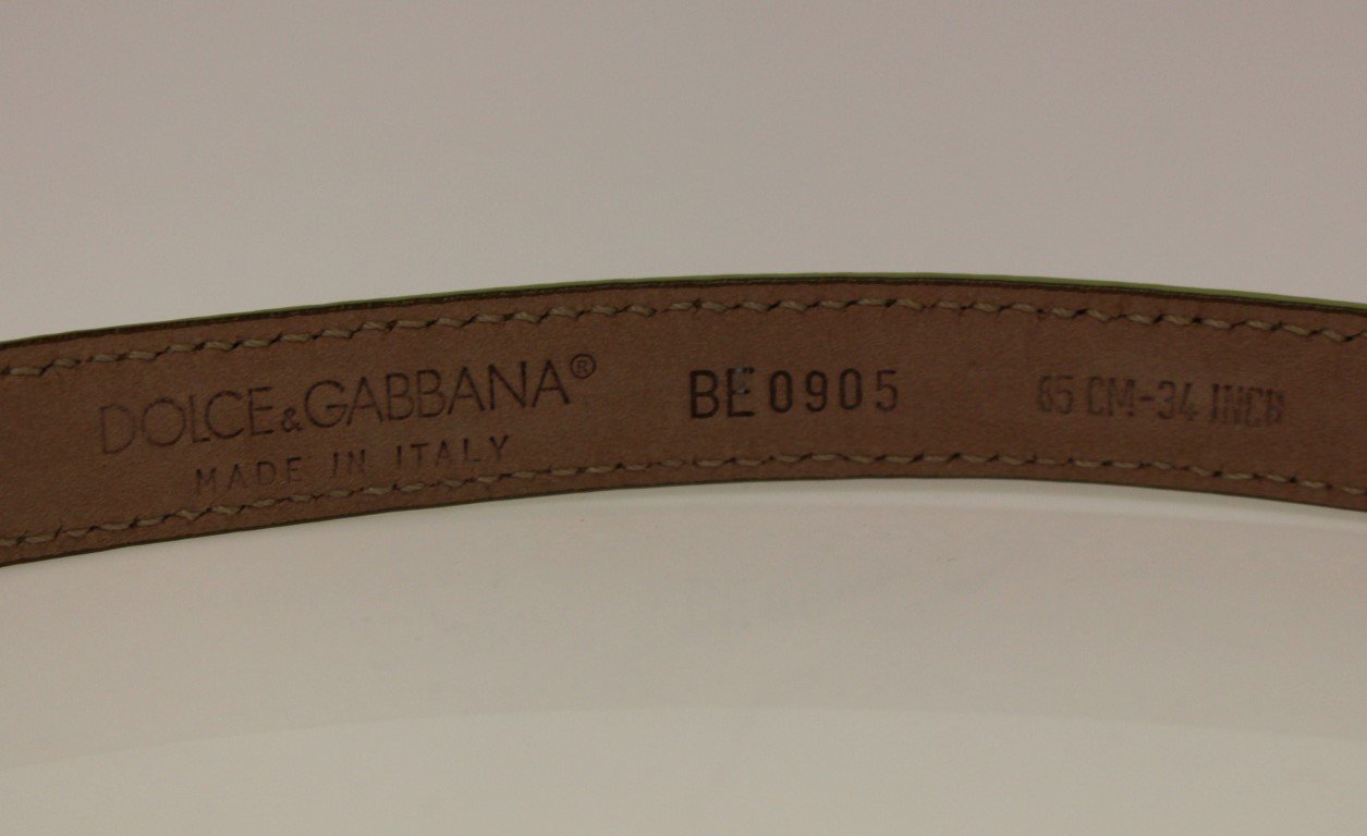 Green Leather Logo Heart Belt