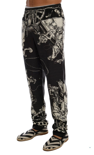 Black Sicilian Western Cowboy Silk Pants
