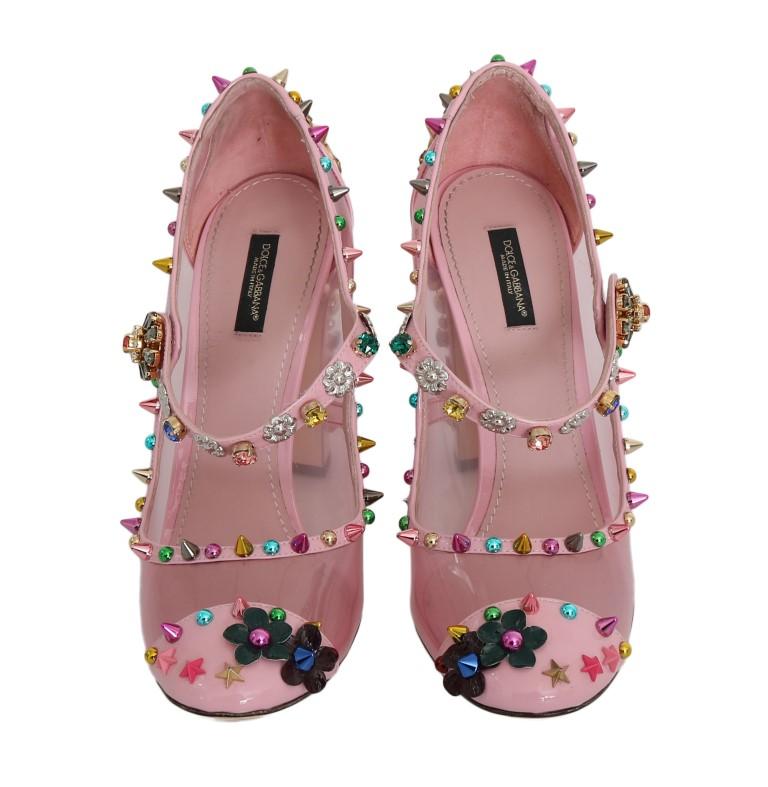 Pink Transparent Crystal Studded Shoes