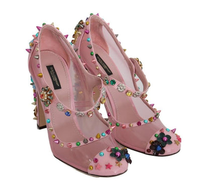 Pink Transparent Crystal Studded Shoes