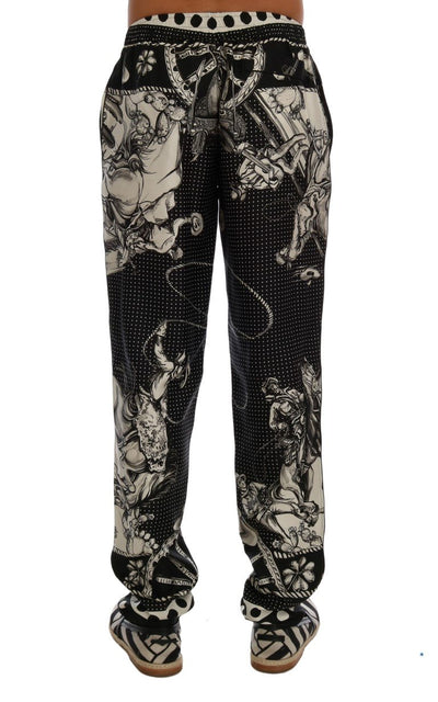 Black Sicilian Western Cowboy Silk Pants