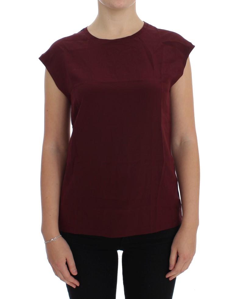 Purple Silk Cap Sleeve Blouse T-shirt Top