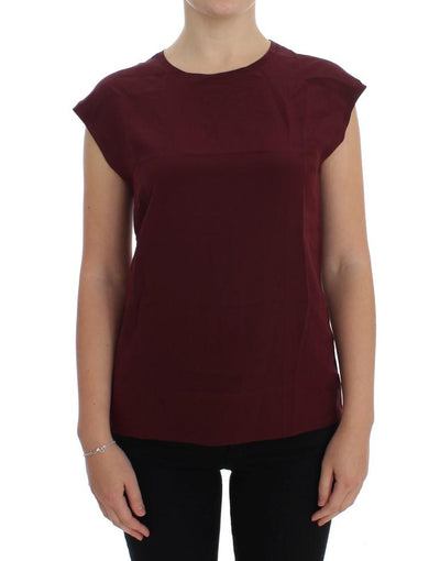 Purple Silk Cap Sleeve Blouse T-shirt Top
