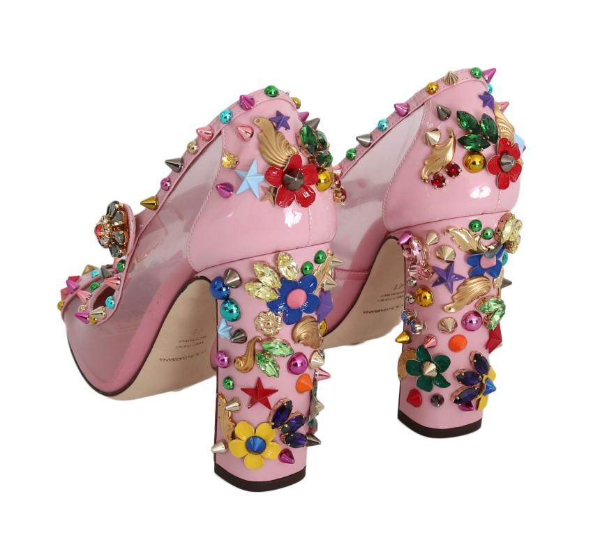 Pink Transparent Crystal Studded Shoes