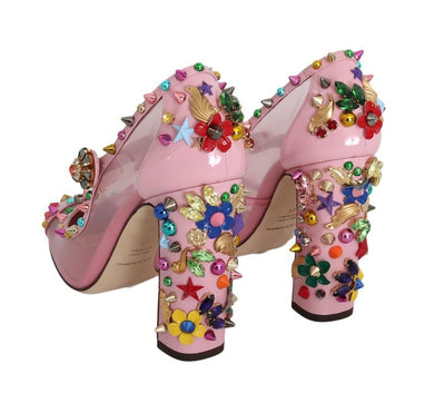 Pink Transparent Crystal Studded Shoes