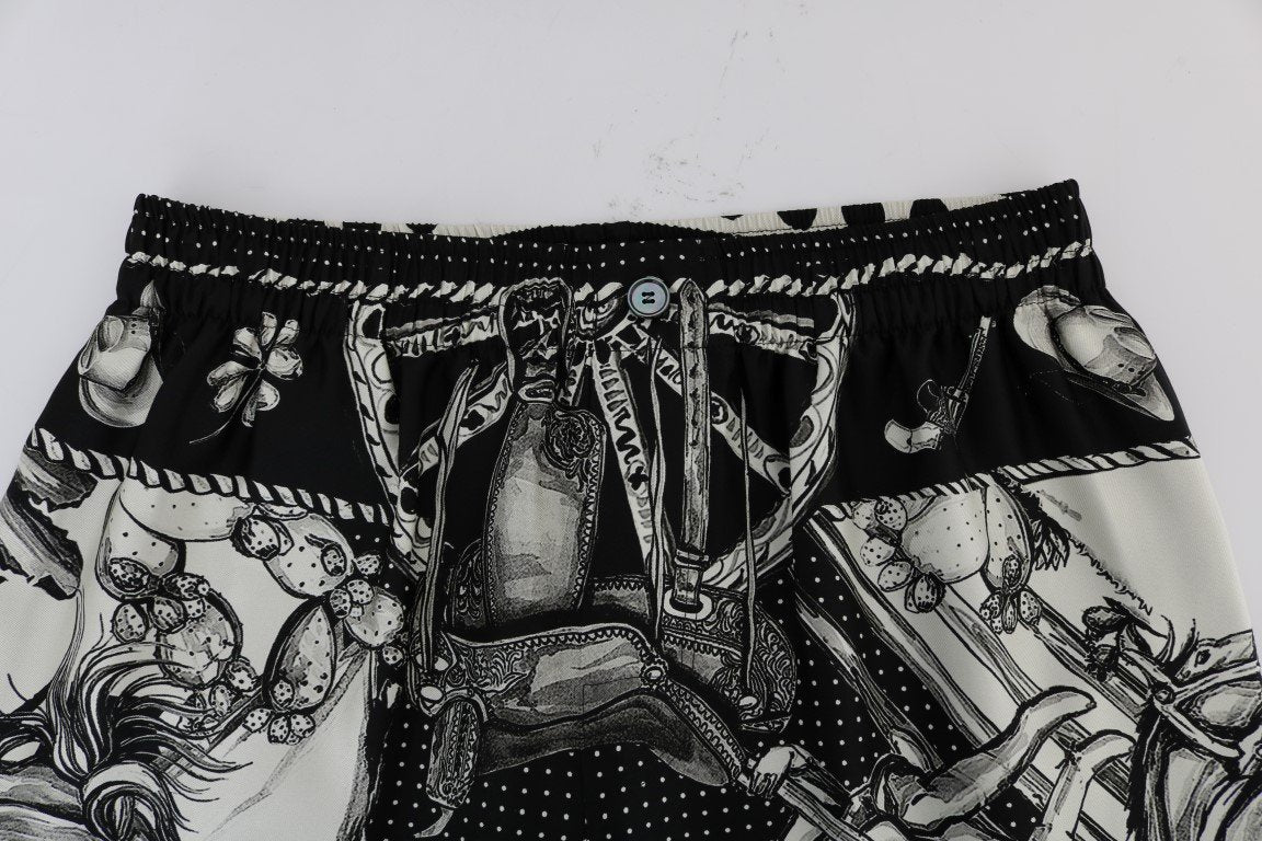Black Sicilian Western Cowboy Silk Pants