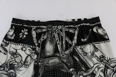 Black Sicilian Western Cowboy Silk Pants