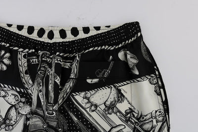 Black Sicilian Western Cowboy Silk Pants