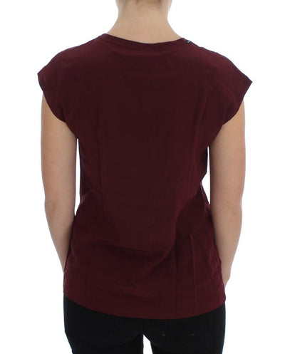 Purple Silk Cap Sleeve Blouse T-shirt Top