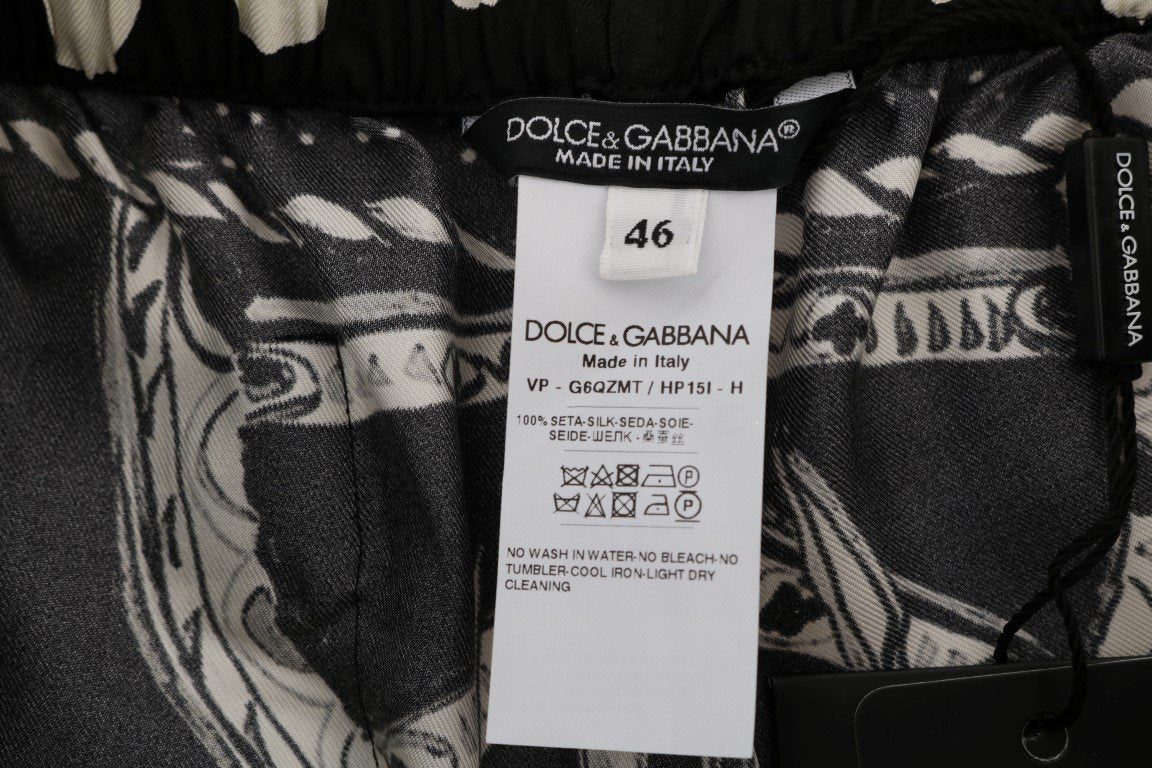 Black Sicilian Western Cowboy Silk Pants