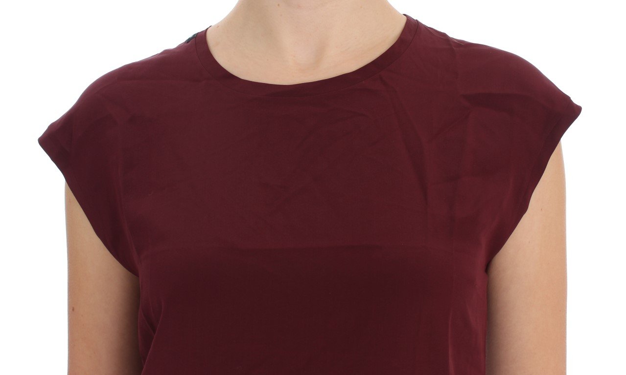 Purple Silk Cap Sleeve Blouse T-shirt Top
