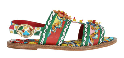 Multicolor Carretto Leather Crystal Sandals