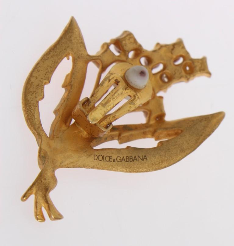 Gold Floral Leaves Clip On Earrings