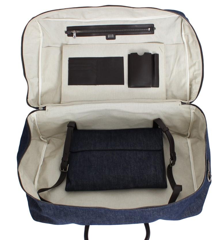 Blue denim travel organizer bag