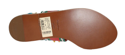 Multicolor Carretto Leather Crystal Sandals