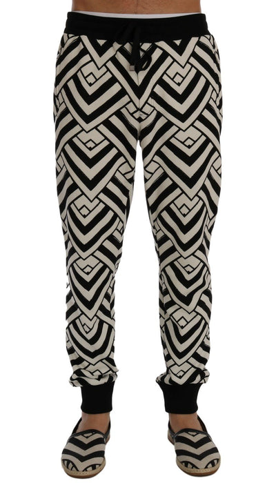Black White Cotton Sport Pants