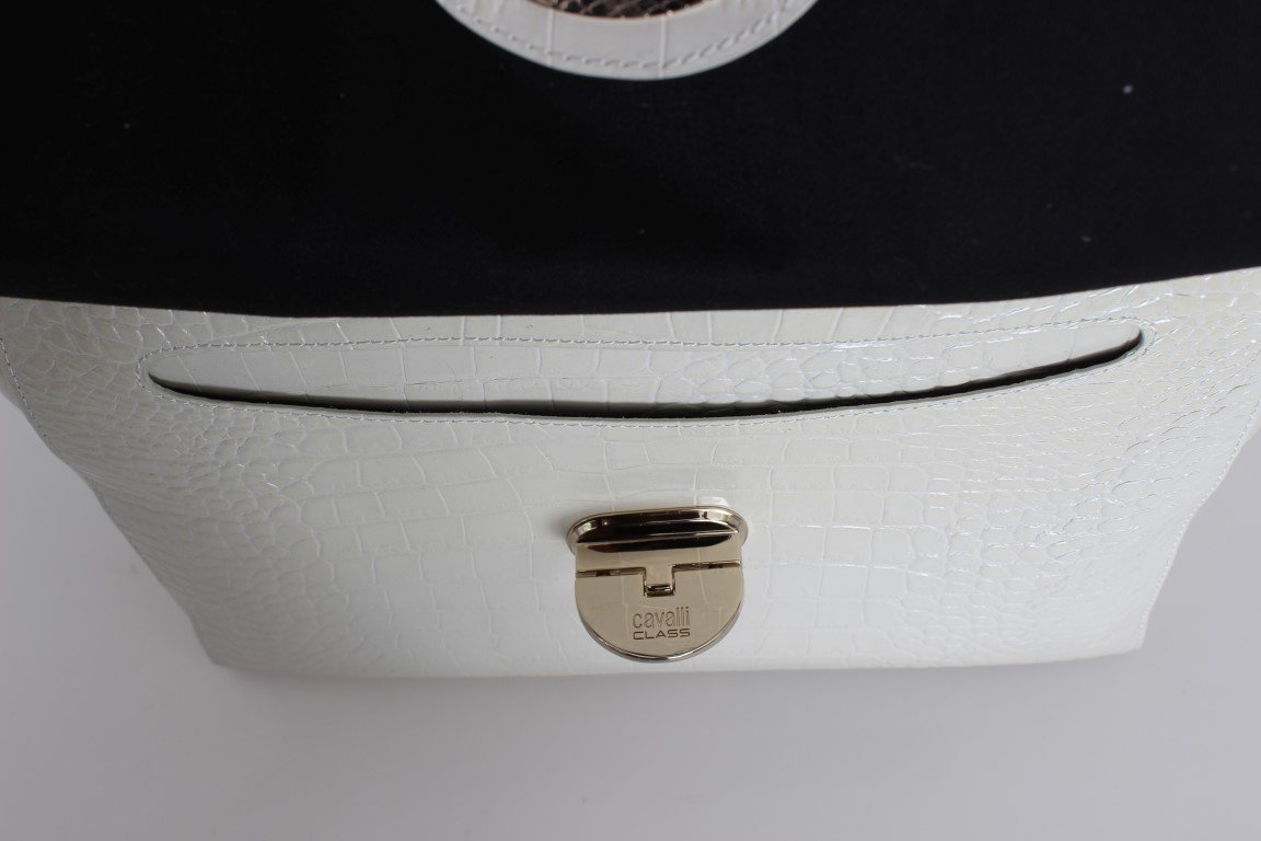 White Leather Shoulder Shopping Bag