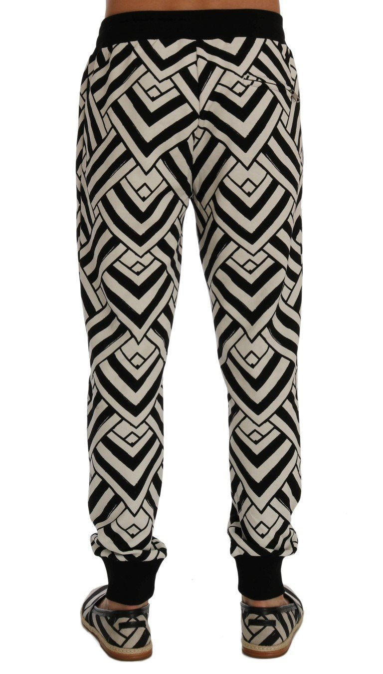 Black White Cotton Sport Pants