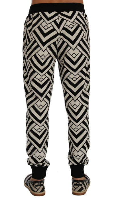 Black White Cotton Sport Pants