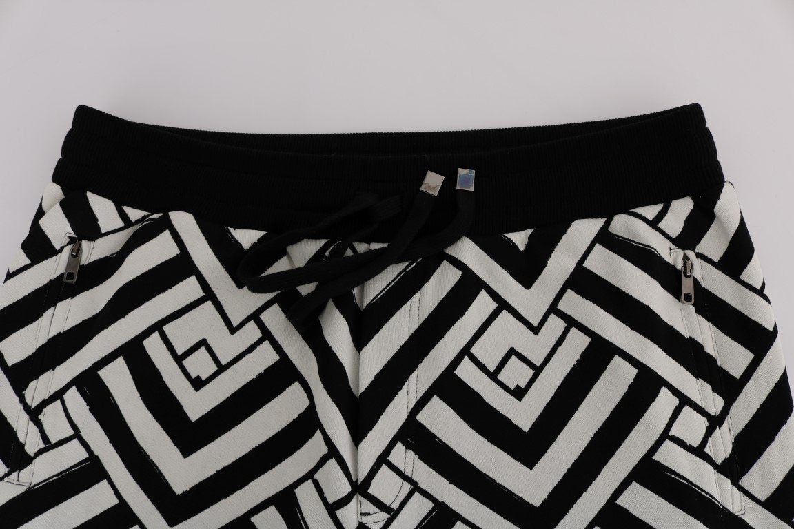 Black White Cotton Sport Pants