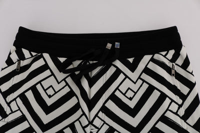 Black White Cotton Sport Pants
