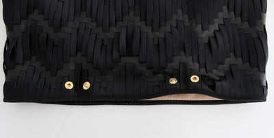 Black Checkered Nappa Leather Top Blouse