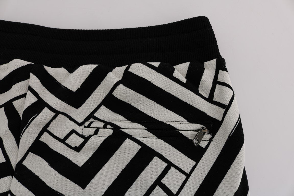 Black White Cotton Sport Pants