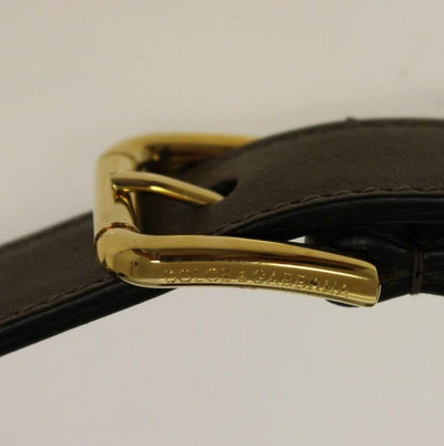 Brown Leather Logo Straw Belt
